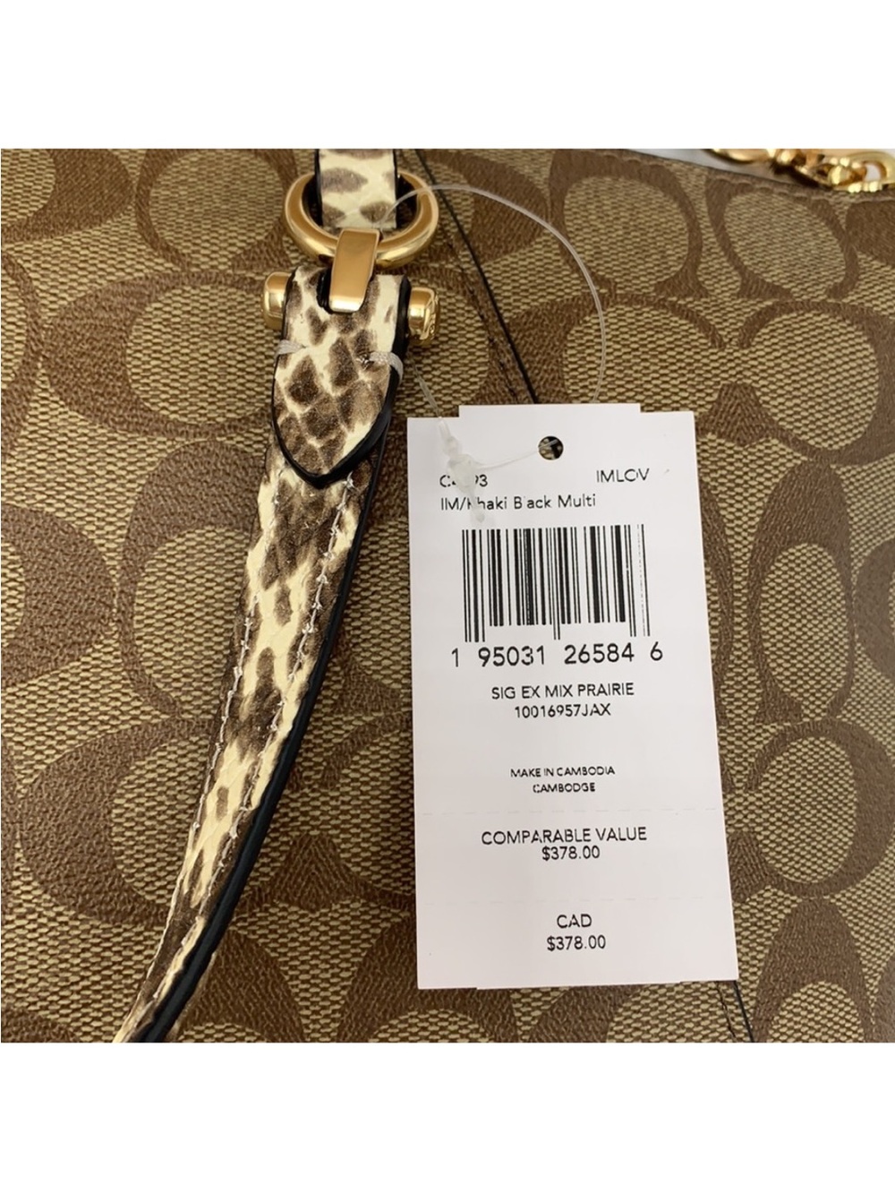 COACH Prairie Satchel / Shoulder In Colorblock
Signature Canvas Khaki/Black - Picture 15 of 16